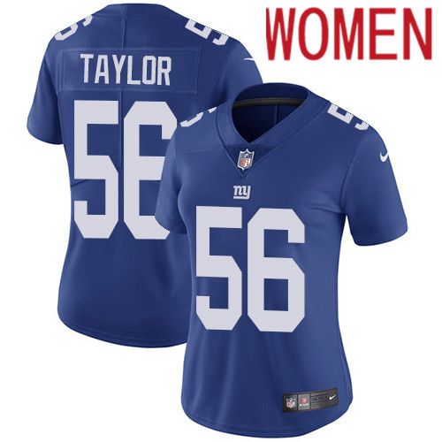 Women New York Giants #56 Lawrence Taylor Nike Blue Vapor Limited NFL Jersey